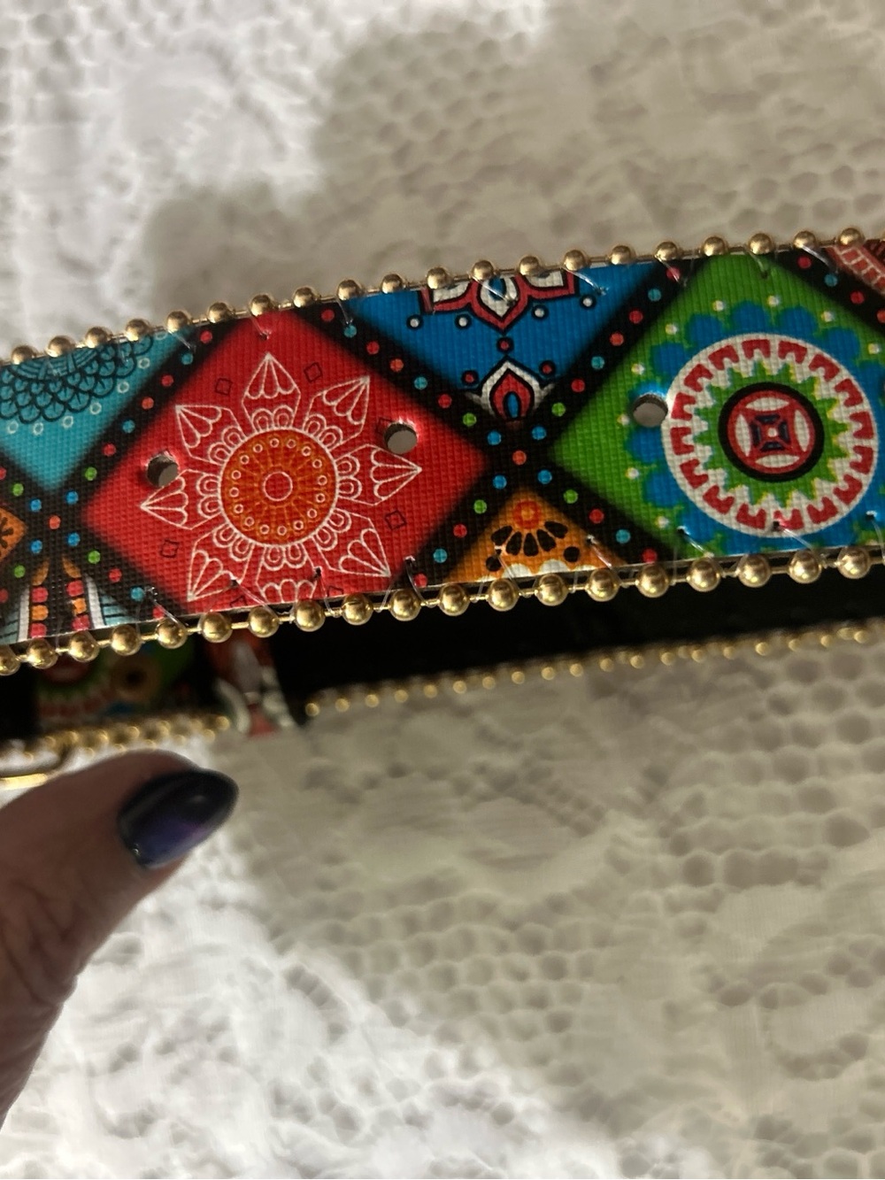 SHEIN Turquoise Centerpiece Floral Filigree Belt - Picture 3 of 4